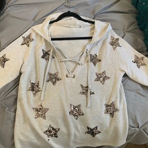 Tag missing. Star embroidered hoodie. Fits like a M/L. $10 or best offer